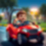 A child enjoying a ride in an electric car