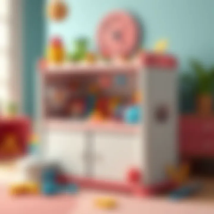 Aesthetic design of a toy storage unit with vibrant colors