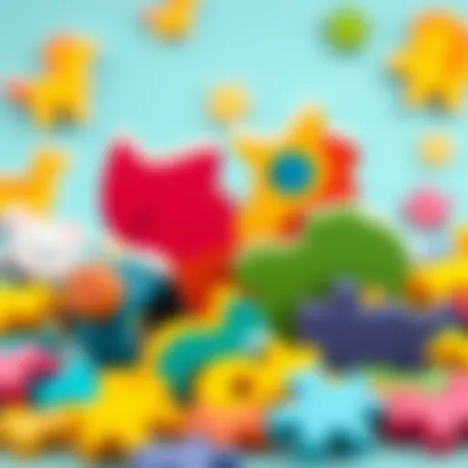 Colorful wooden animal puzzle pieces arranged creatively