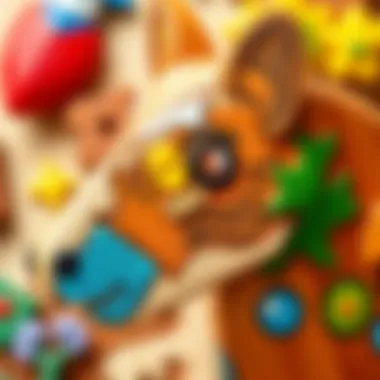 Intricate Designs of a Wooden Animal Puzzle Close-up of a wooden animal puzzle showcasing intricate designs