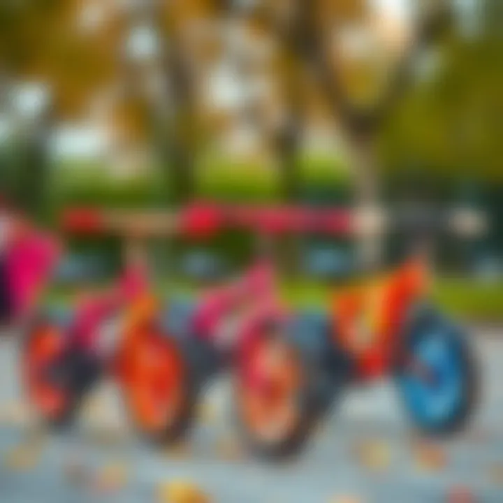 Different types of balance bikes displayed for comparison