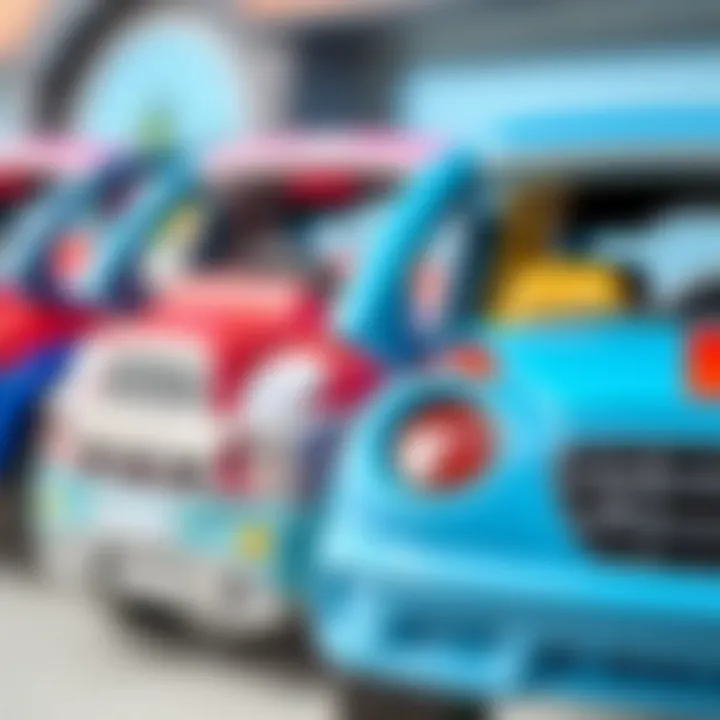 Close-up of safe and durable toy car carriers for kids