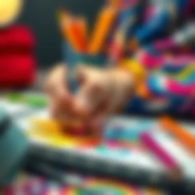 An artist's hand skillfully using colored pencils on a sketchpad