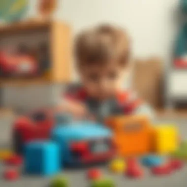 Child playing with Audi themed blocks