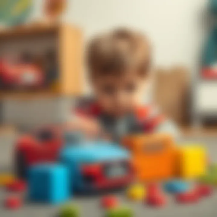 Child playing with Audi themed blocks