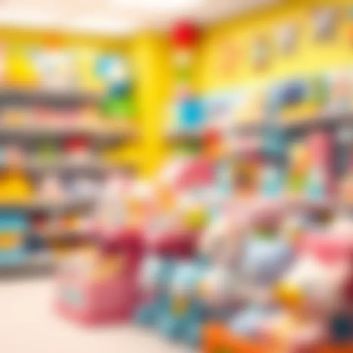 A vibrant display of baby products in a store setting