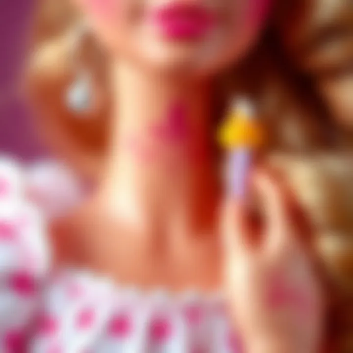 A close-up of Barbie birthday doll showcasing intricate details