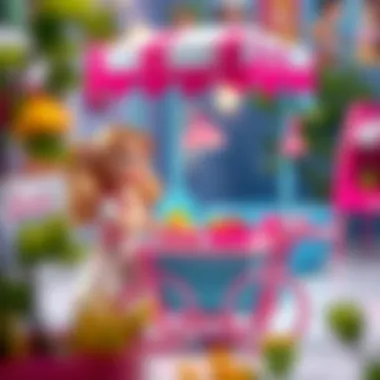 Child exploring creativity with the Barbie food cart