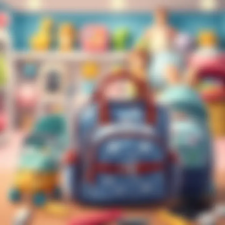 Parents choosing the right baby care bag from various styles and sizes.