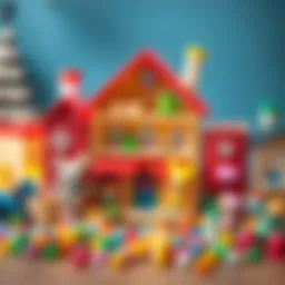 Colorful dollhouse toys arranged creatively