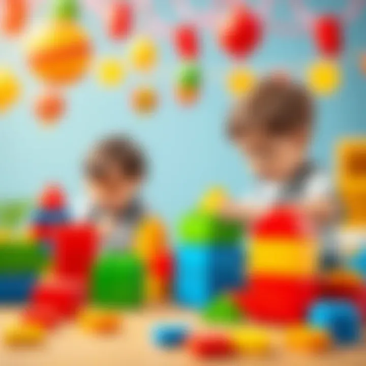 Children playing with building blocks, enhancing creativity and motor skills