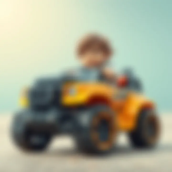 Enhancing Motor Skills Through Play Child playing with a large toy car, showcasing motor skills development