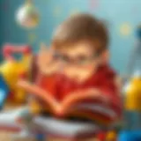 Illustration of a child exploring a science book with curiosity