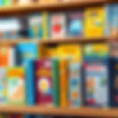 Colorful array of children's science books displayed on a shelf