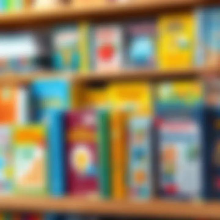 Colorful array of children's science books displayed on a shelf