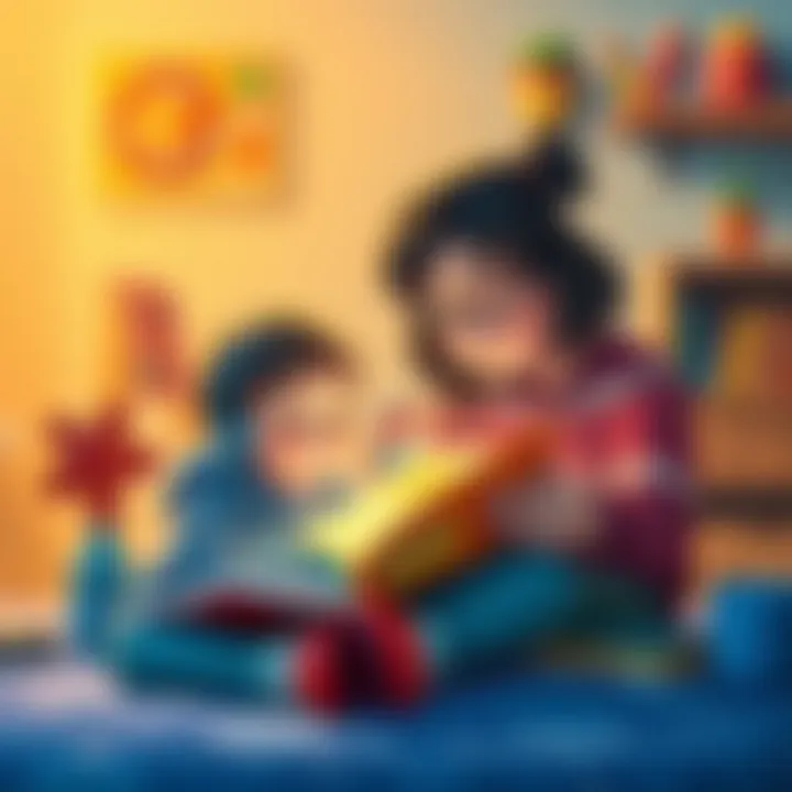 Engaging illustration of a parent reading a science book with a child