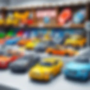 Showcasing BMW toy cars in a retail environment with marketing strategies implied