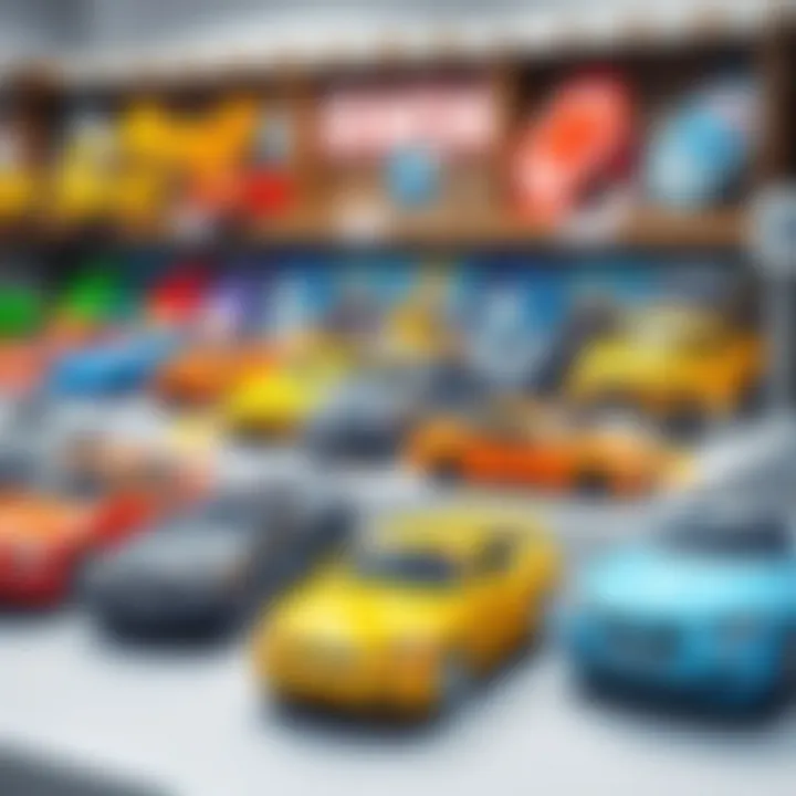 Showcasing BMW toy cars in a retail environment with marketing strategies implied