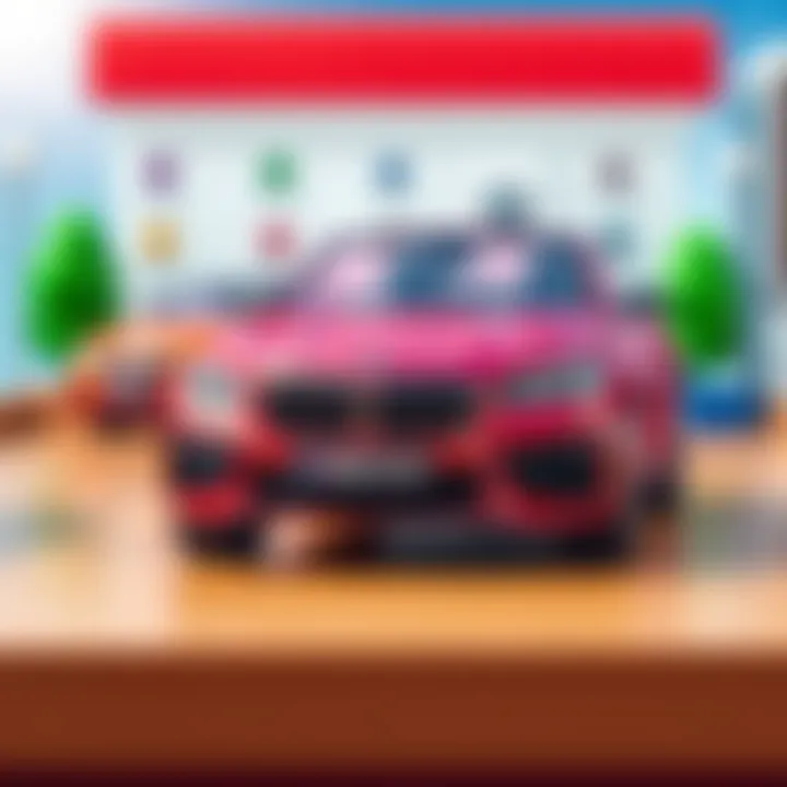 Safety standards display for BMW toy cars, highlighting compliance certifications