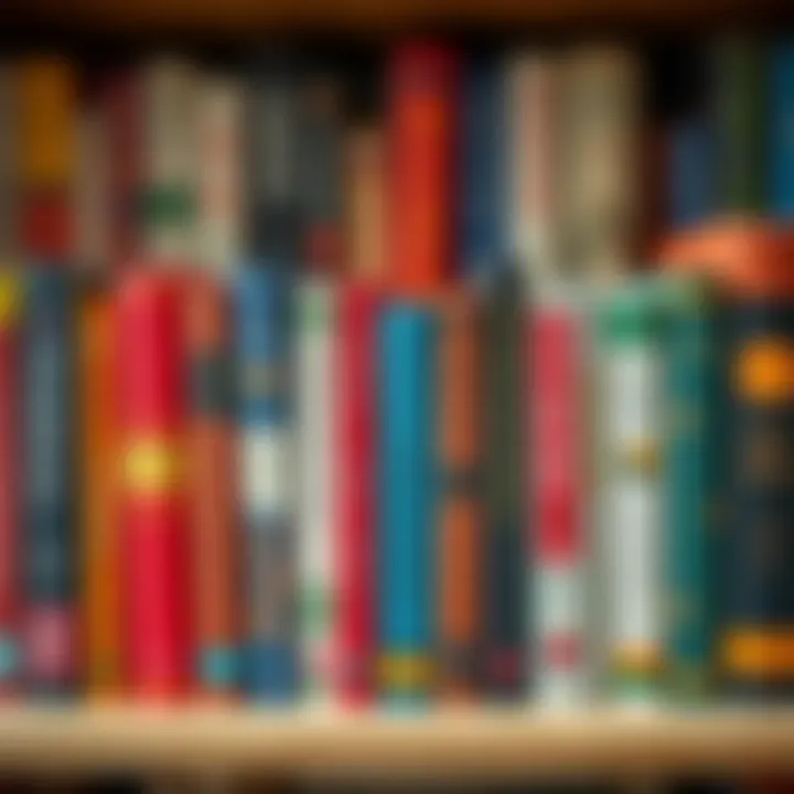 Colorful books arranged on a shelf