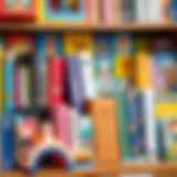 A colorful bookshelf filled with children's books