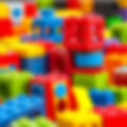 Colorful magnetic blocks arranged creatively