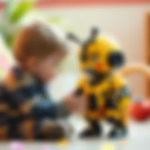 Engaging Child with Bumblebee Toy Colorful bumblebee toy engaging a child