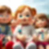 A collection of large educational dolls for child development