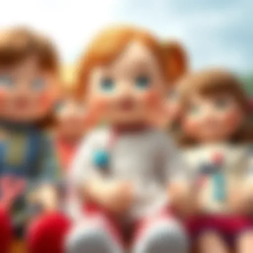 A collection of large educational dolls for child development