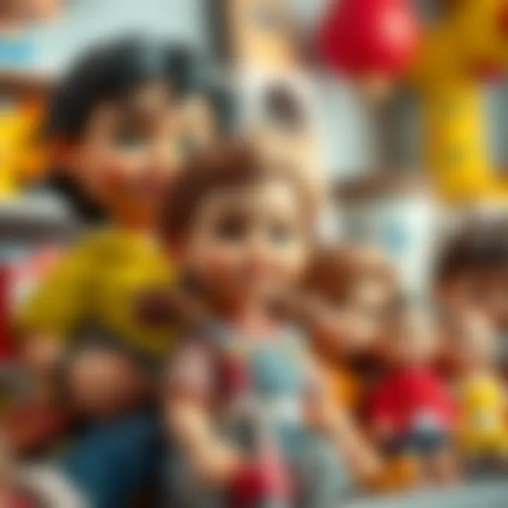 Parents selecting large dolls for their children's growth