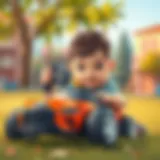 Child playing with a remote-controlled car