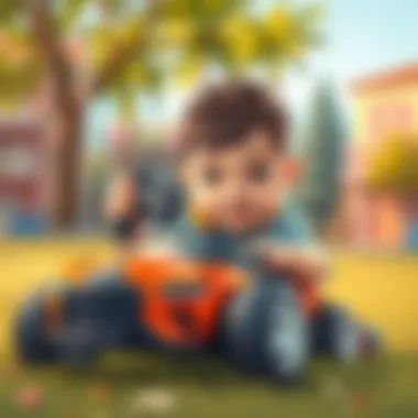 Child playing with a remote-controlled car