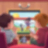 Children enjoying an educational cartoon