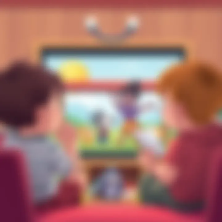 Children enjoying an educational cartoon