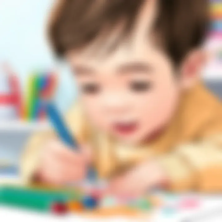 A child engaged in creative drawing using mini fine-tip pens.