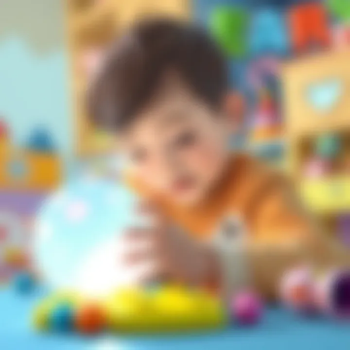 Child engaging with a glowing ball toy