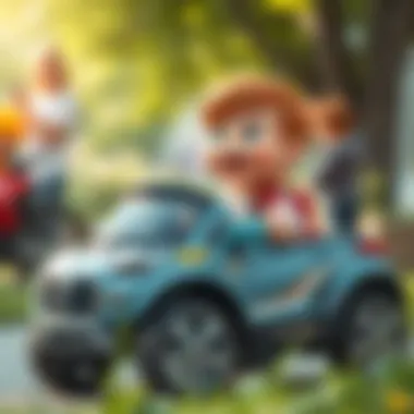 Child enjoying outdoor playtime in an electric car