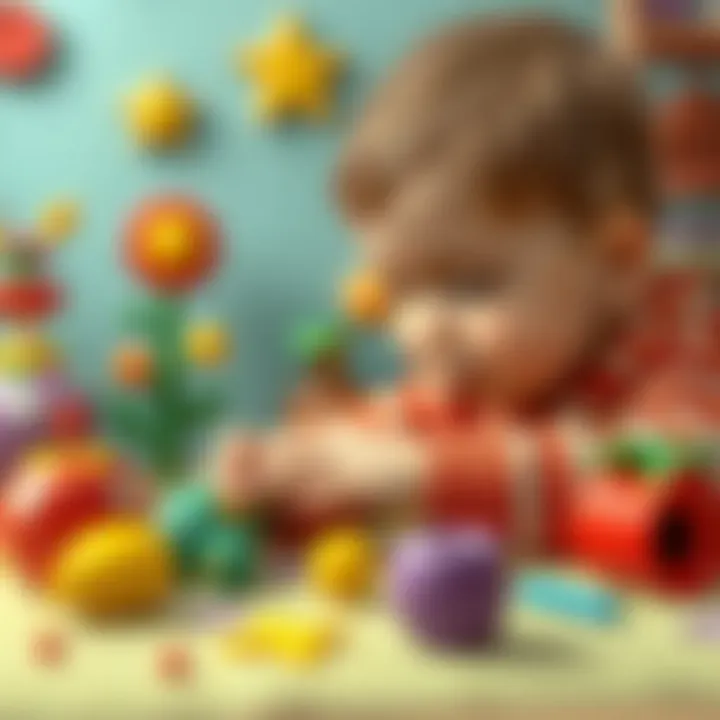 Child exploring tactile experiences with rainbow ruby toys