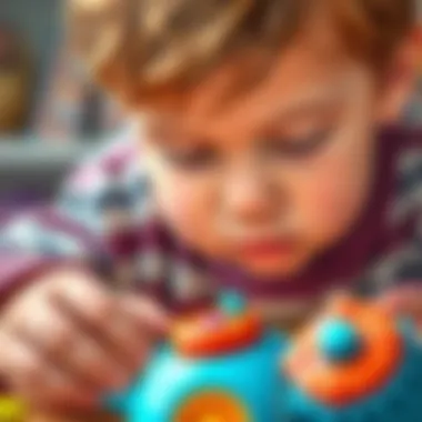 Close-up of a child focused on a Popit toy