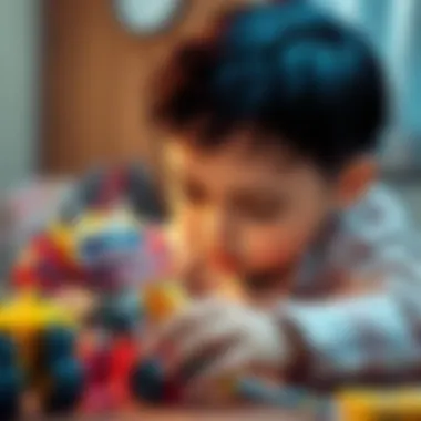 Child engaging in imaginative play with Transformers toys