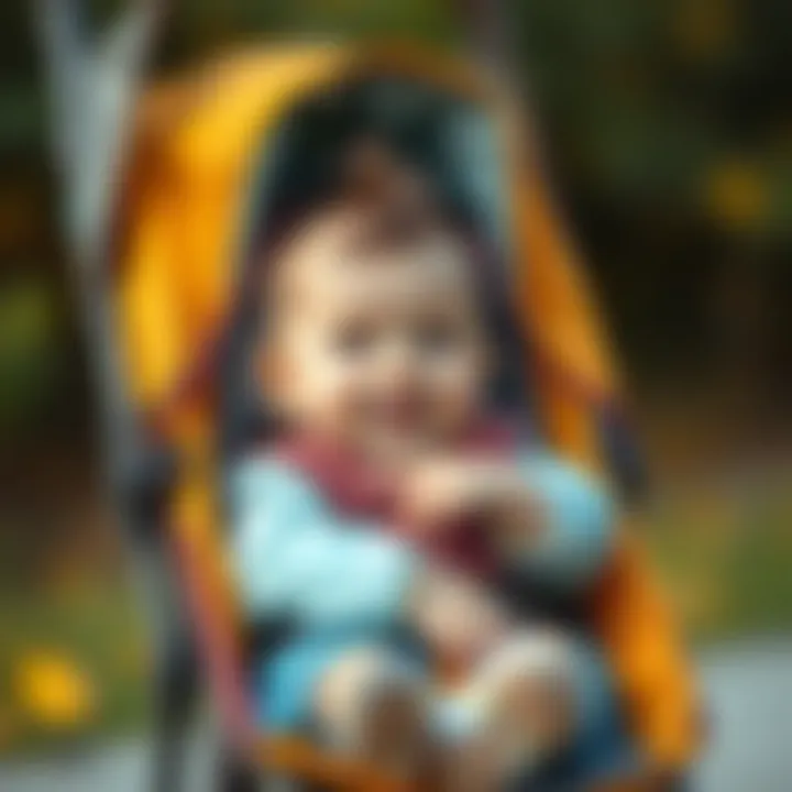 A child comfortably seated in a stroller