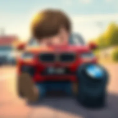 Engaging Play with BMW Child playing with BMW remote control
