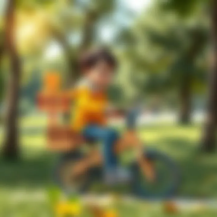 Child Development Through Outdoor Play Child riding a wooden bicycle in a park