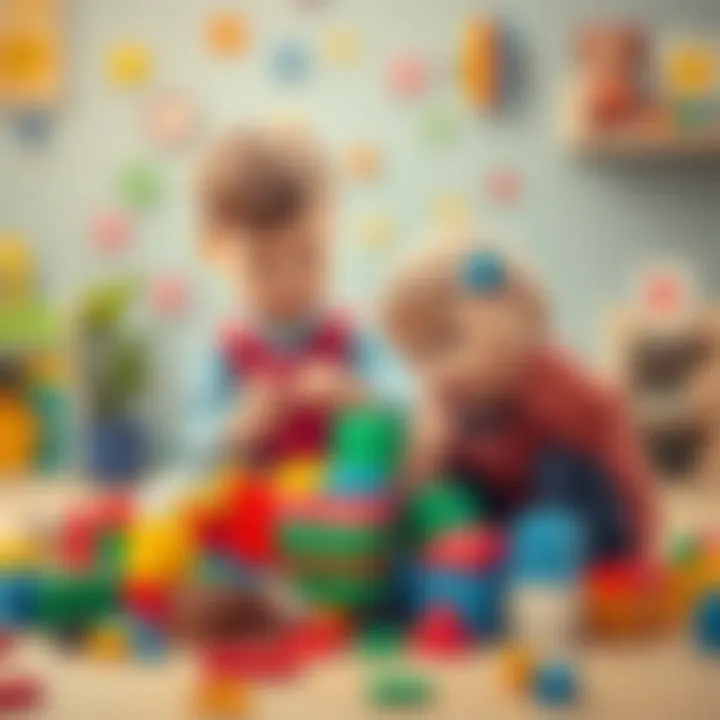 Children playing with building blocks enhancing creativity