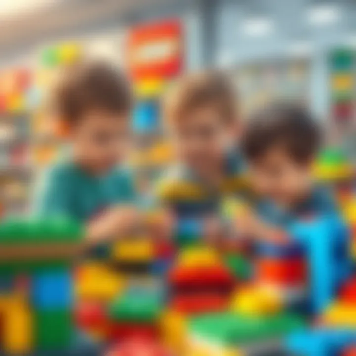 Kids Enjoying Lego Building Activities Children engaged in a creative building activity with Lego bricks