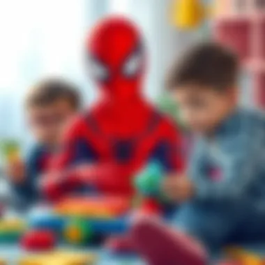 Children engaging with educational toys featuring Spiderman
