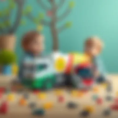 Children engaged in imaginative play with BP truck toys