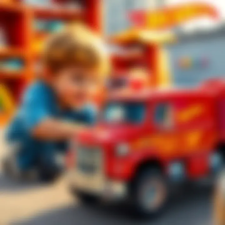 Children engaging in imaginative play with Hot Wheels trucks