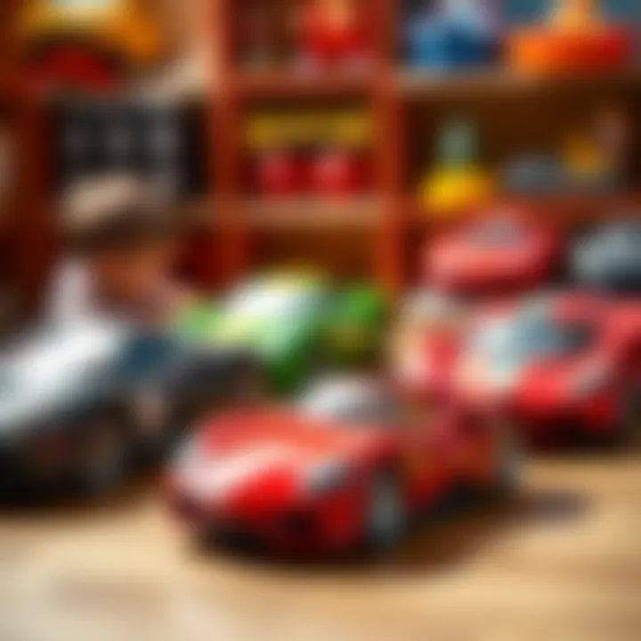 Children playing with a collection of Ferrari toy cars, igniting their imagination.