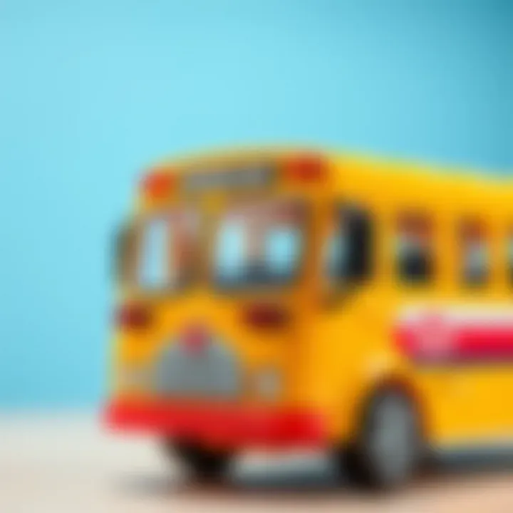 Close-up of the Fisher Price school bus features